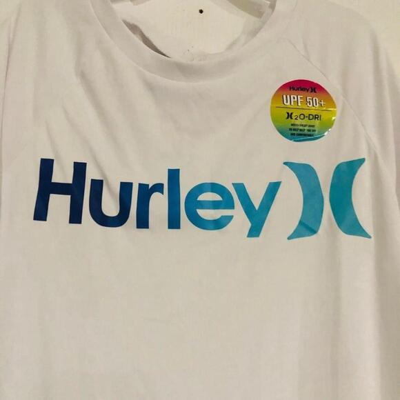 Hurley Boys T-Shirt Sun Protecting UPF 50 Crew Neck Short Sleeve White Small NEW - Picture 2 of 6